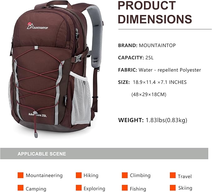 MOUNTAINTOP 25L/40L Hiking Backpack,Lightweight Travel Backpack for Men Women Outdoor Backpacking