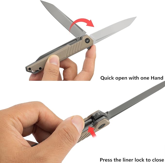 FLISSA Folding Knife, Pocket Knife with D2 Steel Blade, G10 Handle, Pocket Clip, Lightweight for