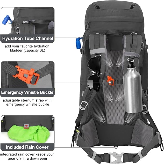 N NEVO RHINO Internal Frame Hiking Backpack 50/60/65/70/80L, Mountain Climbing Camping Backpack