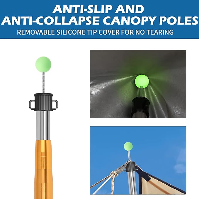 SANLIKE Telescoping Tarp Pole Heavy Duty Tent Poles, 33"-86.6"/94" Thickened Tube Collapsible