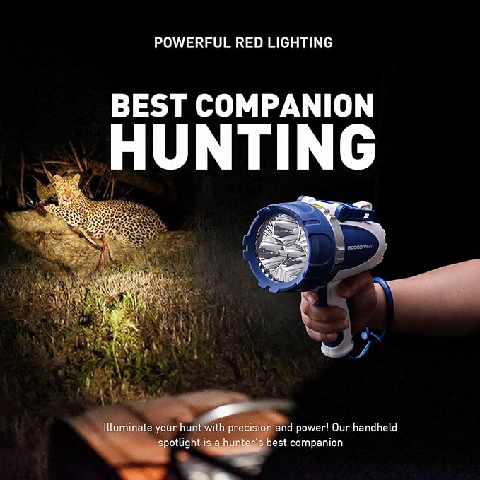 GOODSMANN Rechargeable Spotlight Flashlight LED Handheld Spot Lights Outdoor Portable IP67