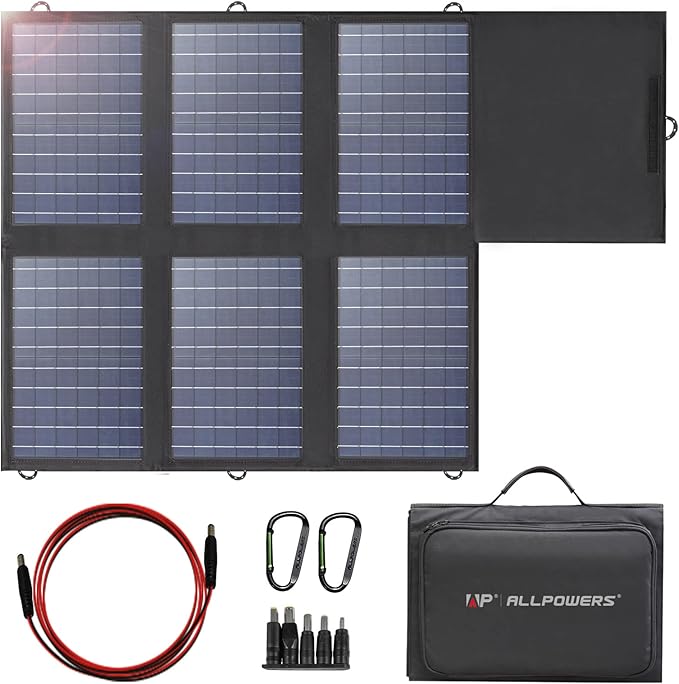 ALLPOWERS SP026 60W Portable Solar Panel, Foldable Solar Charger with USB-C/DC/QC Outputs, 22-25%