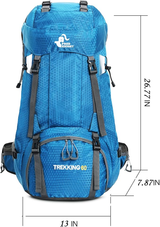 Bseash 60L Waterproof Hiking Camping Backpack with Rain Cover, Large Outdoor Sport Travel Daypack