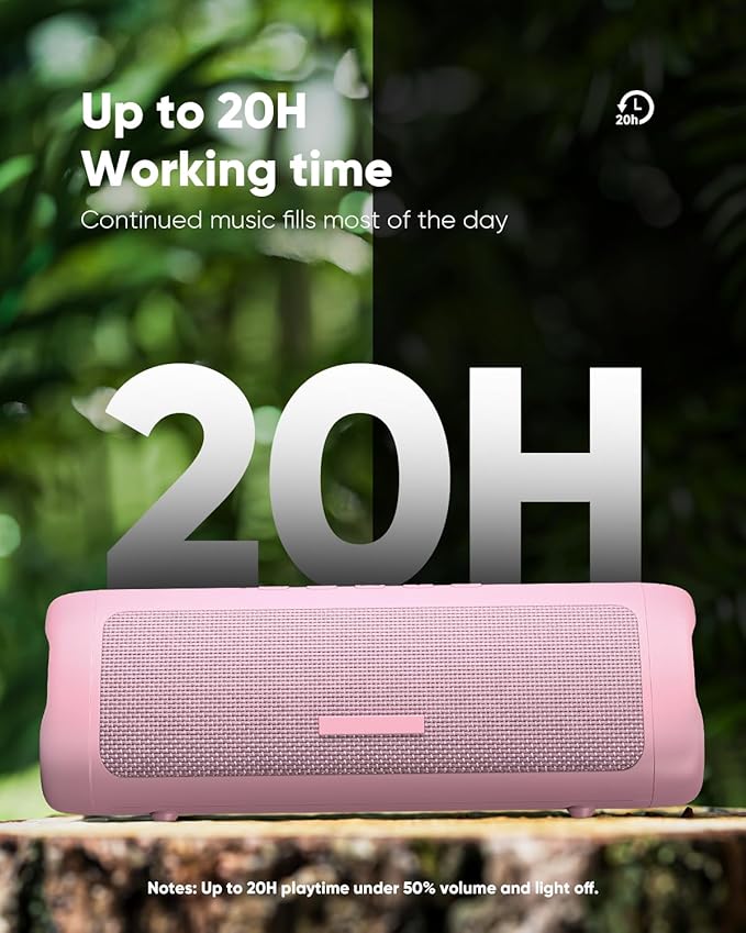 Bluetooth Speaker with HD Sound, Portable Wireless, IPX5 Waterproof, Up to 20H Playtime, TWS