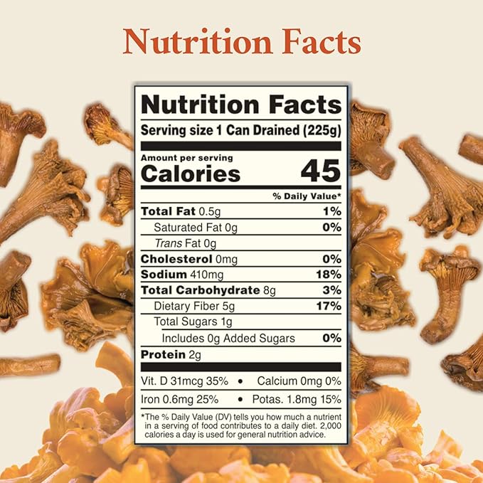 Roland Foods Canned Chanterelle Mushrooms, Specialty Canned Food, 7.9-Ounce Can