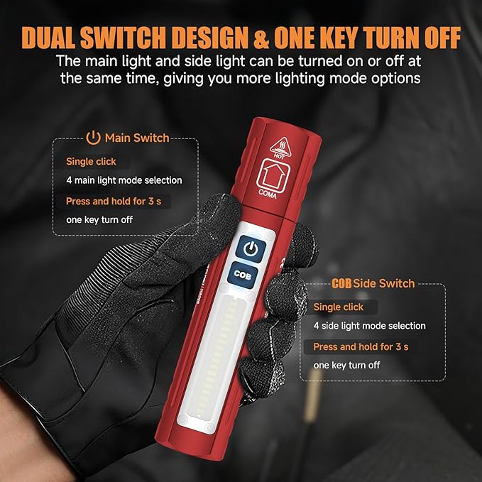 Rechargeable Tactical Flashlights High Lumens - Super Bright Small Powerful LED Magnetic USB C