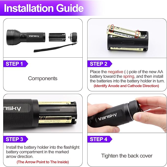 Vansky Black Light UV Flashlight, Upgraded 51 LED 395nm Blacklight Pet Urine Detector for Dog/Cat
