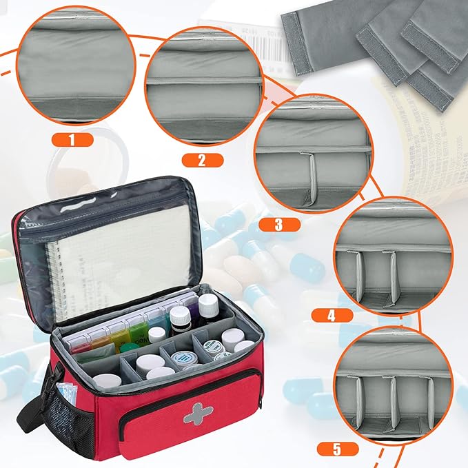 Medicine Storage Bag, Pill Bottle Organizer for Emergency, Medicine Box Empty with Small Portable