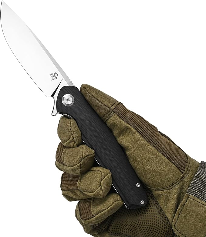 Sitivien ST102 Folding Knife, D2 Steel Blade+G10 Handle Pocket Knife, EDC Tool Knife for Outdoor