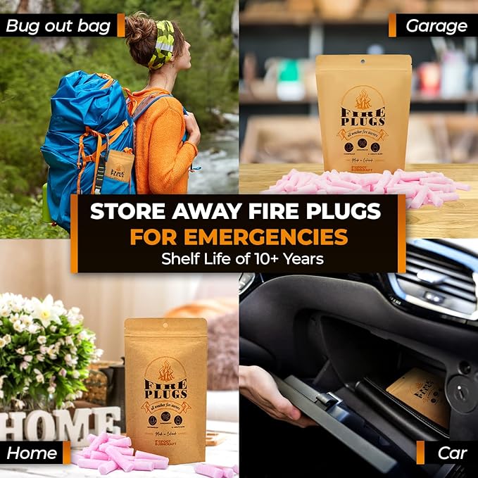 Non-Toxic Waterproof Fire Starters with 5+ Minute Burn for Emergencies, Survival, Campfires, Fire