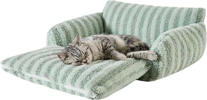 Hollypet Cat Bed Fluffy Plush Mutifuctional Double-Layer Soft Pet Couch Orthopedic Sofa Nest Beds