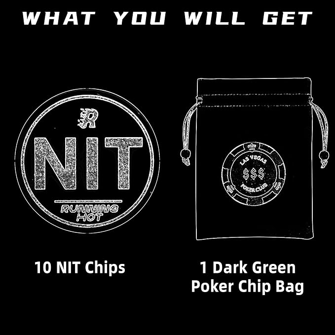 RUNNING HOT Nit Button Set for Texas Hold'em & Omaha Poker (Pack of 10) - Professional Chips for