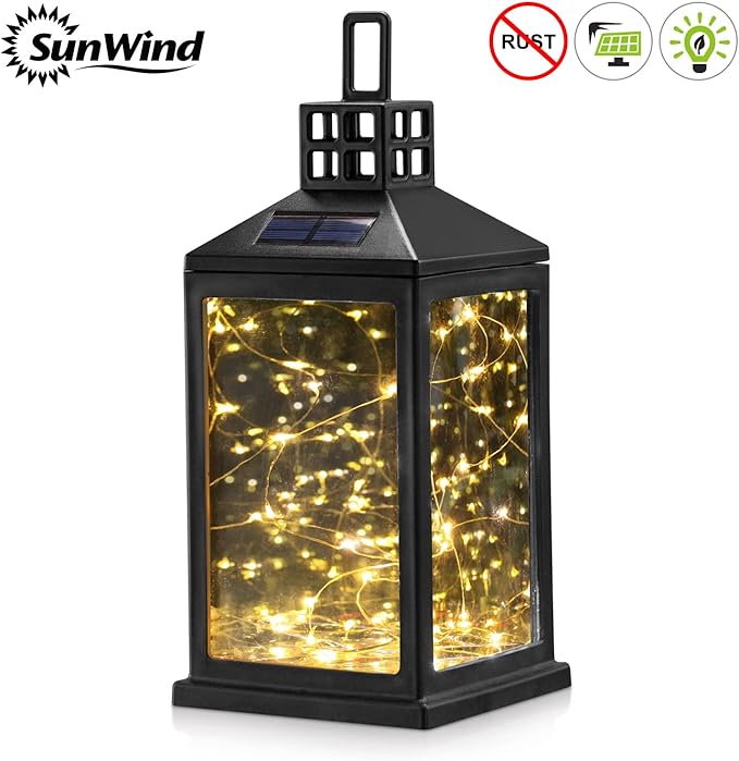 Solar Lantern Lights Outdoor SUNWIND Waterproof Solar Table Lamp Hanging Lighting with 40 Warm