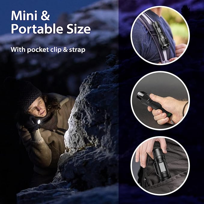 UV Flashlight, Portable Blacklight Flashlight, LED Torch with White and Ultraviolet Light Combo