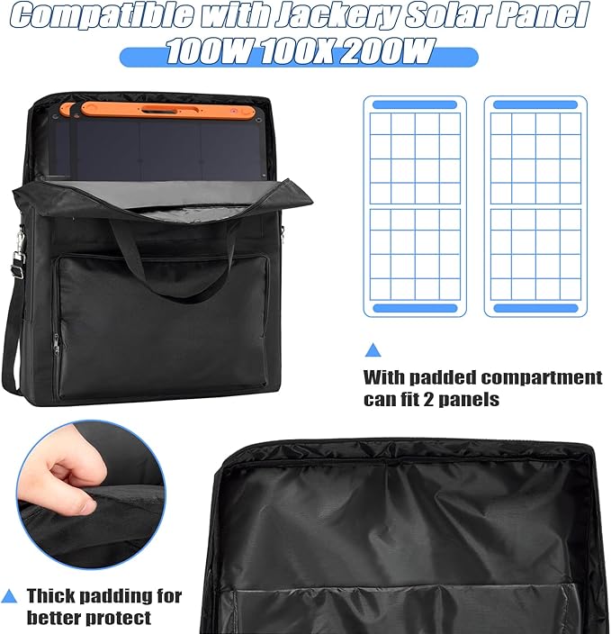 Solar Panel Storage Bag Compatible with Jackery Solar Panel 100 Watt,Padded Solar Panels Bag,Solar