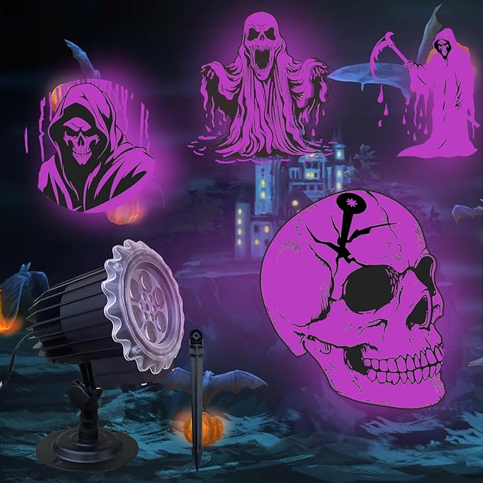 Halloween Projector Lights Outdoor, 3D-Dynamic Outdoor Holiday Light Projector with 4 Different