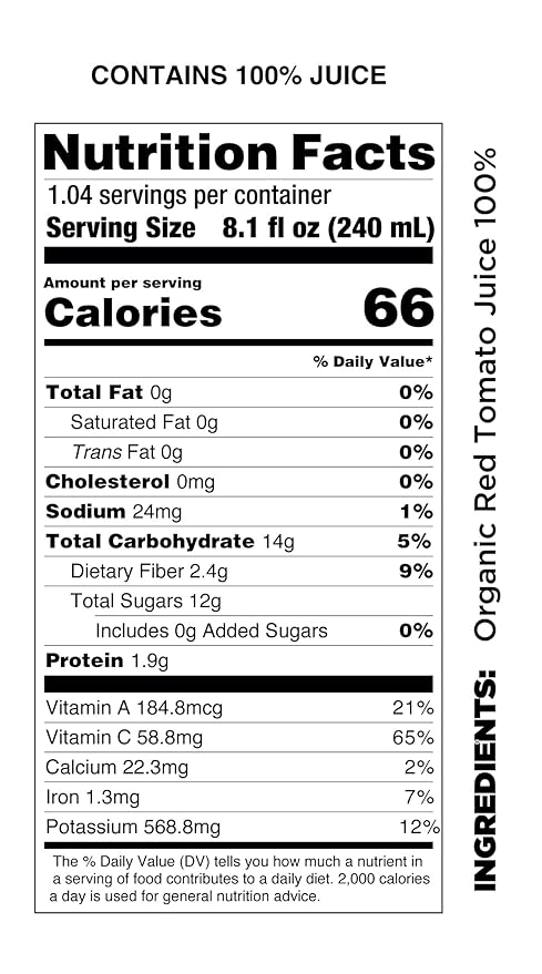 Pomona Organic Juices Pure Tomato Juice, 8.4 Ounce Bottle (Pack of 12), Cold Pressed Organic Juice