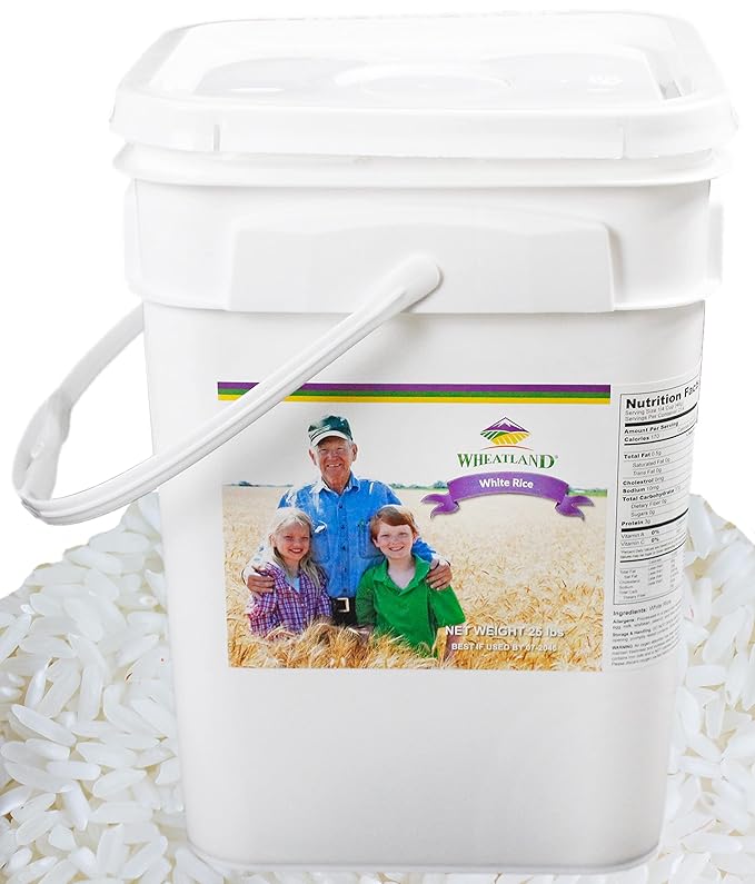 Wheatland™ White Rice • Delicious • Healthy Food Option • 20 lbs. Bulk Rice • Mylar and Bucket