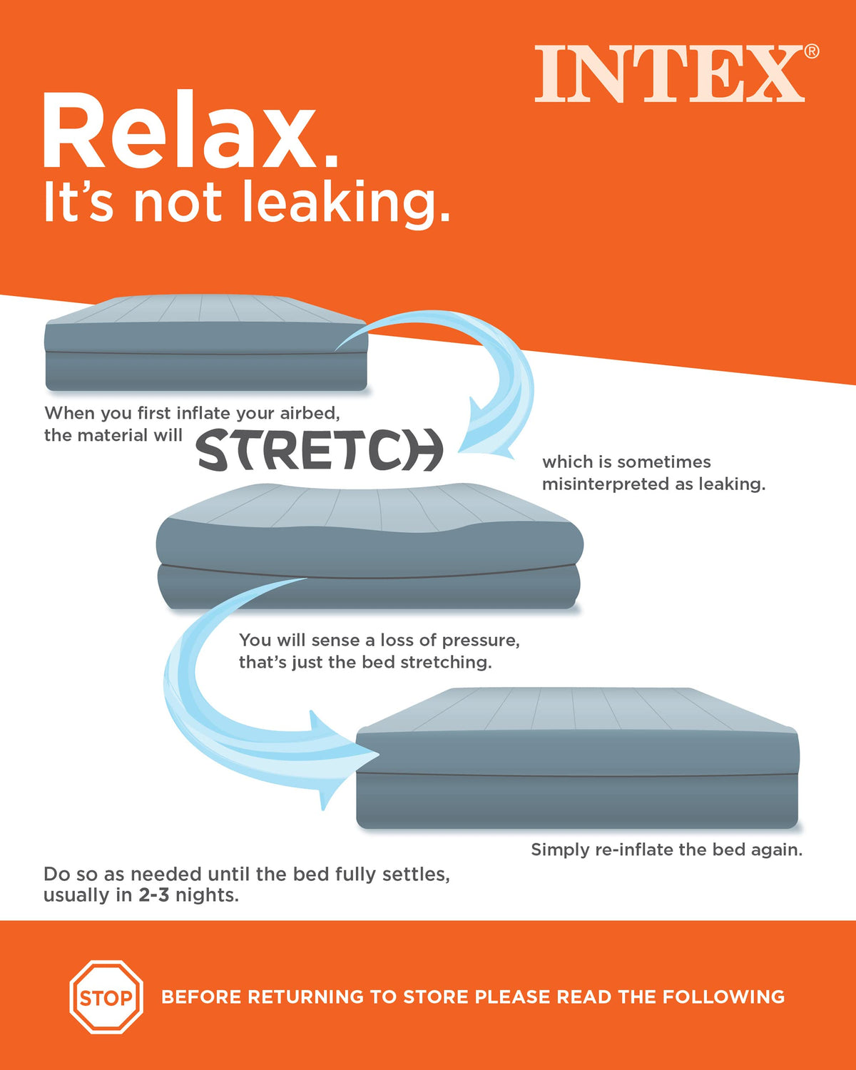 Intex 64758E Dura-Beam Standard Downy Air Mattress: Fiber-Tech, Full Size, 10in Bed Height, 600lb