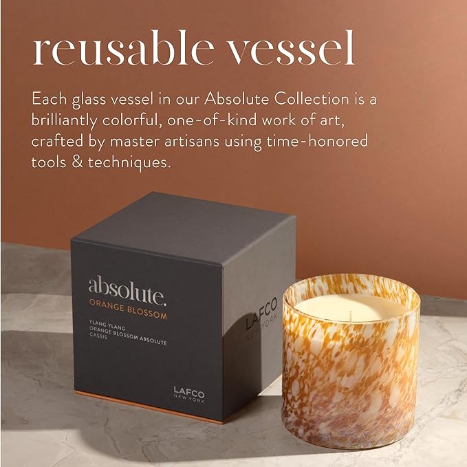 LAFCO New York Signature Candle, Orange Blossom - 15.5 oz - 90-Hour Burn Time - Reusable, Hand