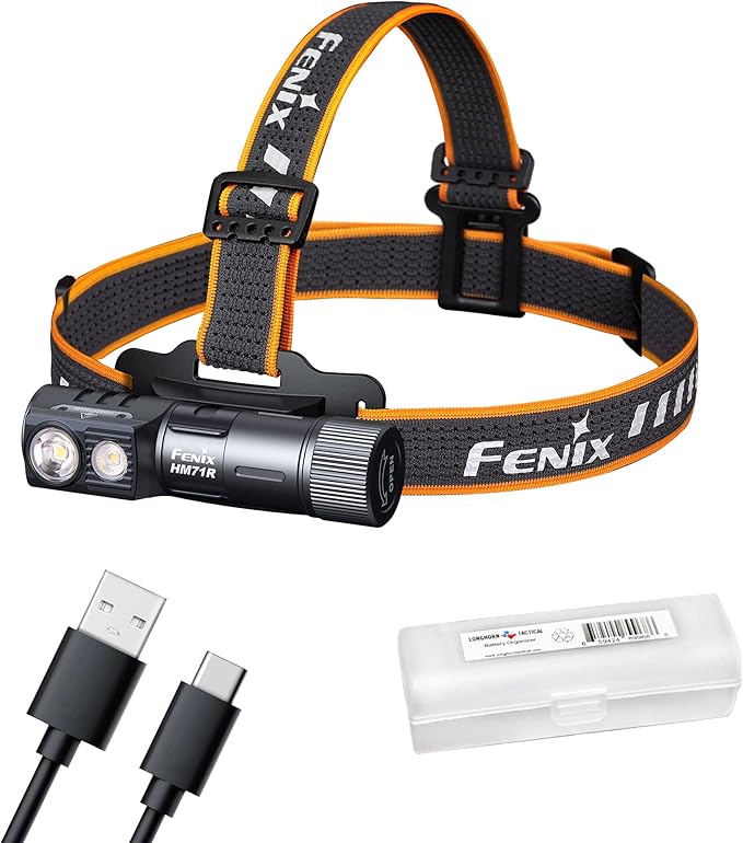 Fenix HM71R Headlamp, 2700 Lumen Super Bright USB-C Rechargeable Spot Light Flood Light L-Shape 90