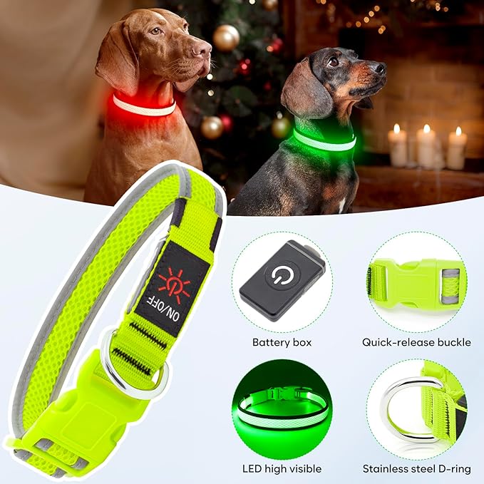 LED Dog Collar, Light Up Dog Collar USB Rechargeable, Brightest Dog Lights for Night Walking