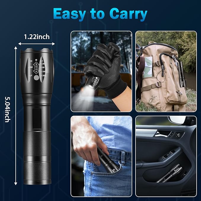 6Pack LED Flashlights High Lumens, 5Mode Tactical Flashlight for Home, Small Flashlights Powerful
