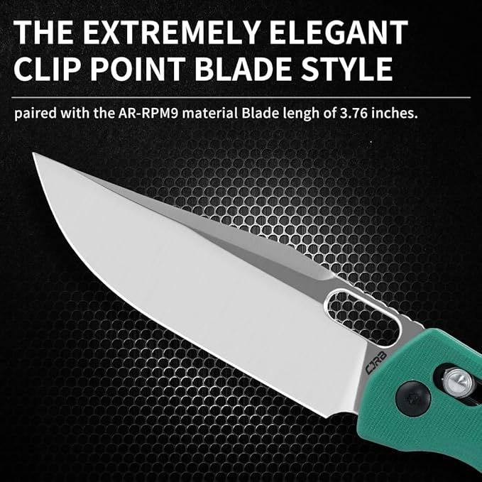CJRB Prado Pocket Knife 3.76" AR-RPM9 Sand Polish Steel Blade G10 Handle Crossbar Lock Folding