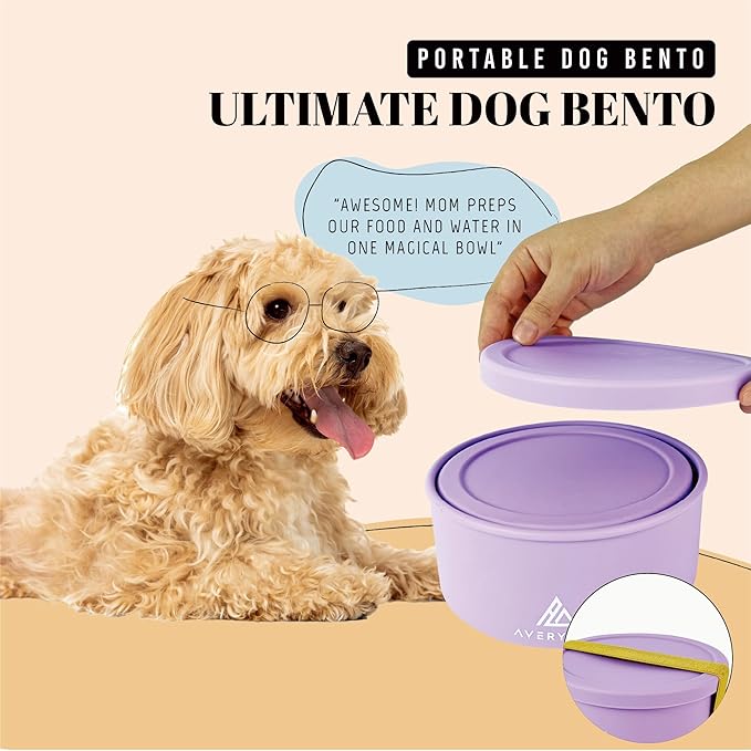 30 Oz Travel Dog Bowls with Lids, 2-in-1 Portable Pet Bowls for Food and Water, Leakproof Travel
