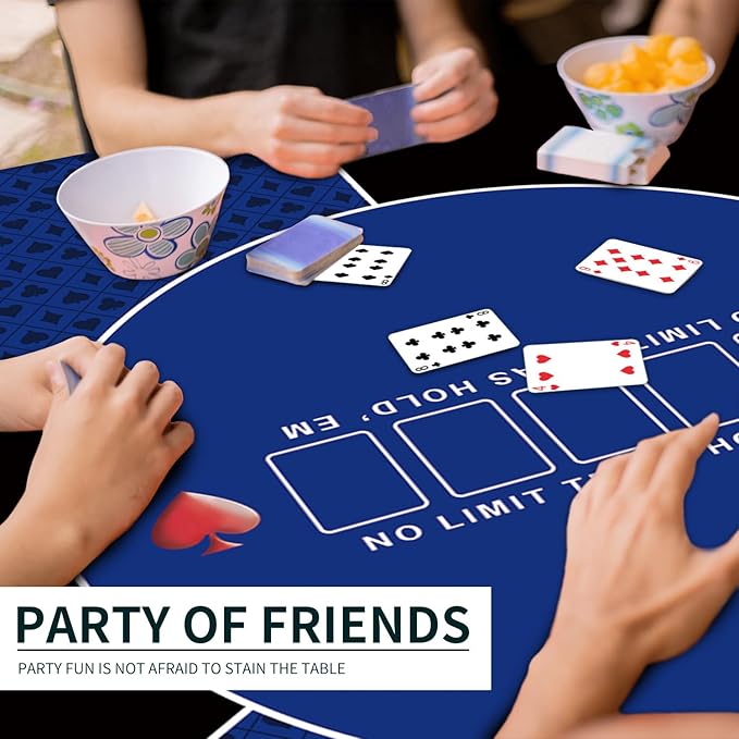 nuveti 24/31/39/47/55/63 inch Square Foldable 6-Player Texas Poker Card Tabletop Layout Portable