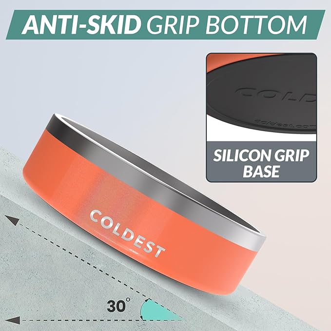 Coldest Dog Bowl - Anti Rust Metal, Non Slip, 3 Layers Insulated Stainless Steel Dog Bowls - Spill