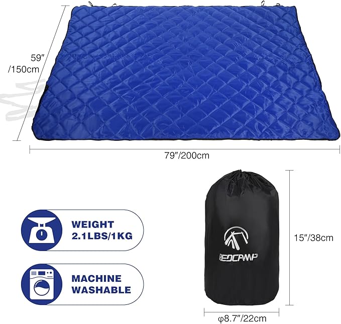 REDCAMP Large Warm Camping Blanket with Sherpa Lining, Cold Weather Outdoor Windproof Blanket for