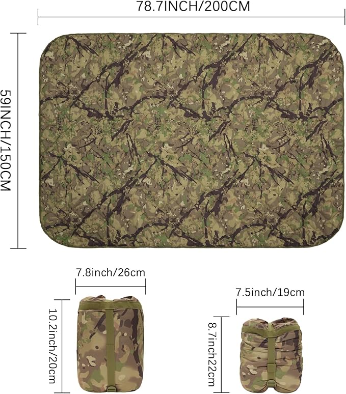 Poncho Liner Military Outdoor Camping Blanket for Travel, Beach, Grass, Picnic, Car Emergency