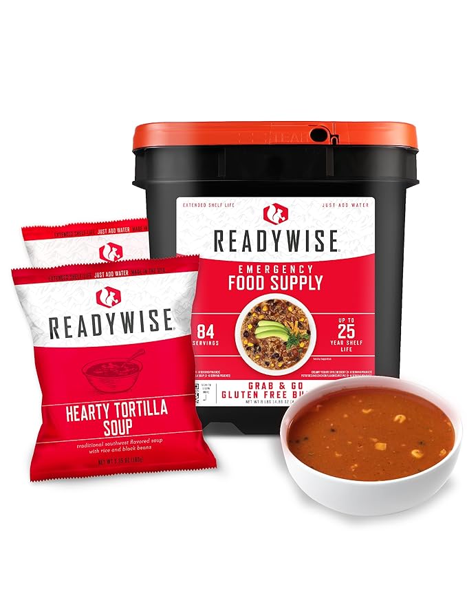 ReadyWise Emergency Food Supply - 84 Servings Gluten Free Survival Food Bucket, Dehydrated Meals &