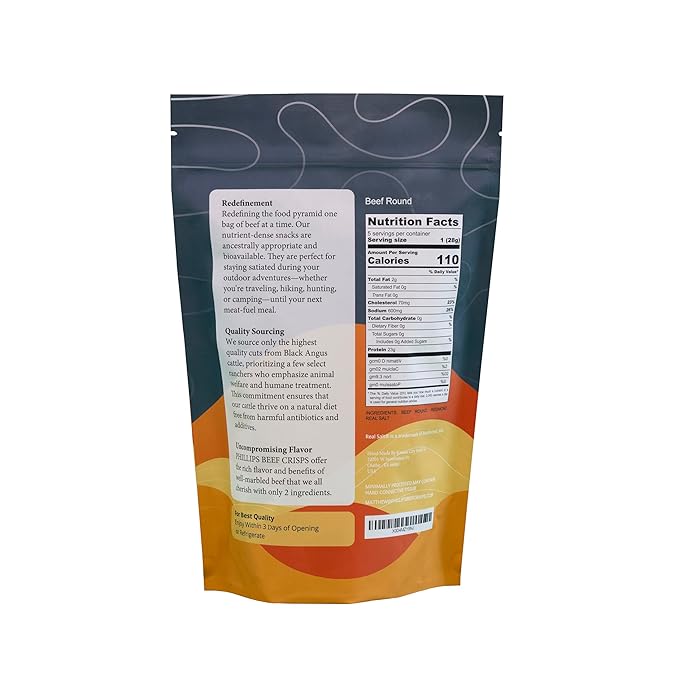 Phillips Beef Crisps - Round - Only Beef & Salt - Zero Carbs - Zero Sugar - High Protein Meat