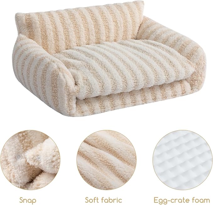 Hollypet Cat Bed Fluffy Plush Mutifuctional Double-Layer Soft Pet Couch Orthopedic Sofa Nest Beds