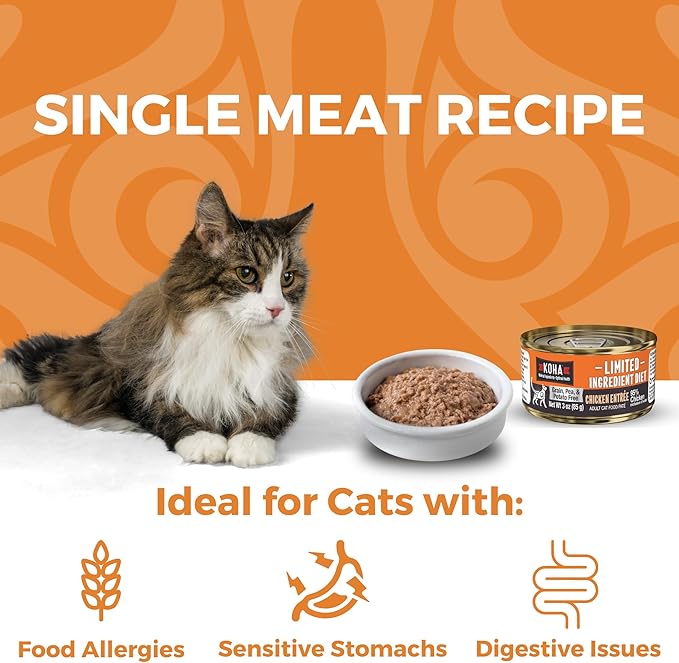 KOHA Limited Ingredient Diet Chicken Pate for Cats - Single Meat Wet Cat Food for Sensitive