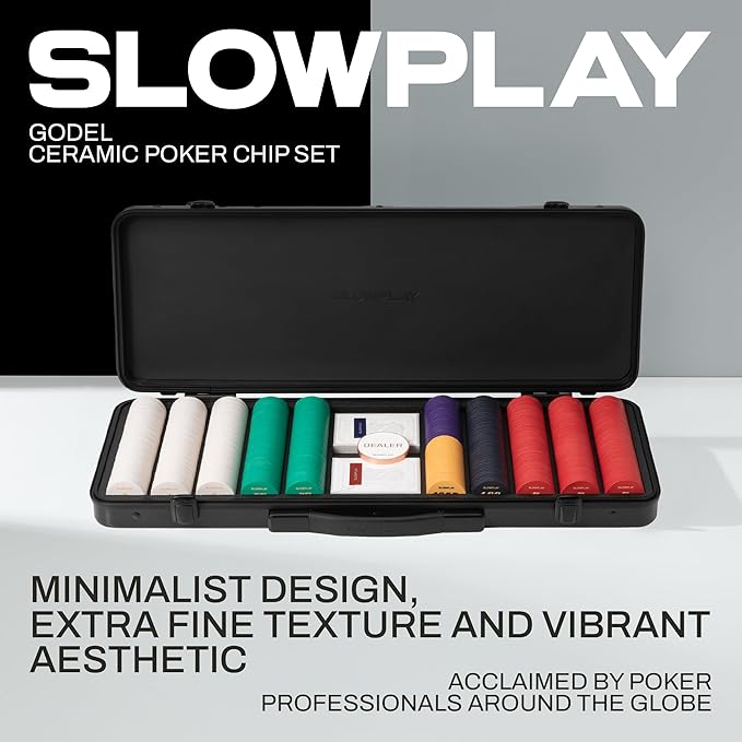 SLOWPLAY Godel Ceramic Poker Chips Set for Texas Hold'em, 500 PCS [with Numbered Values], 39mm &