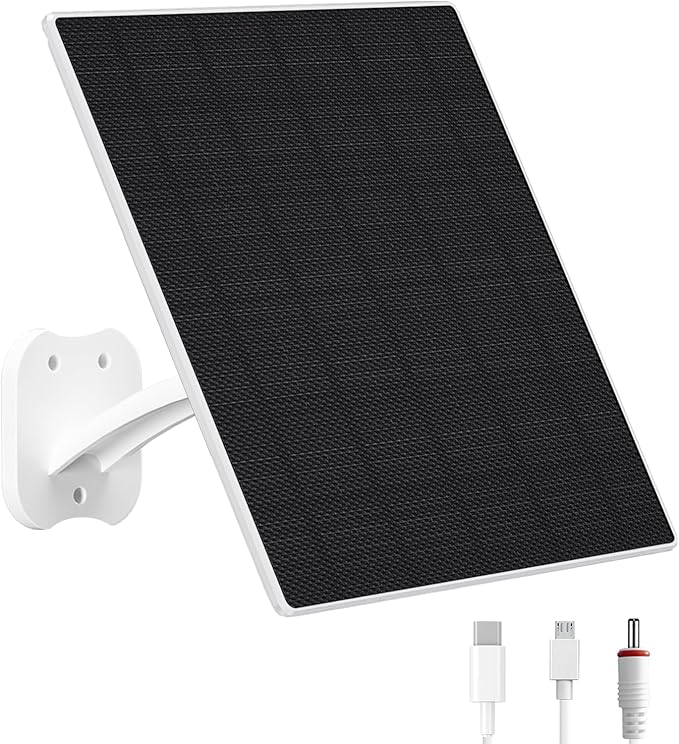Zivif 8W Solar Panel for Security Cameras, Solar Panel Charger Camera with USB-C Cable, DC