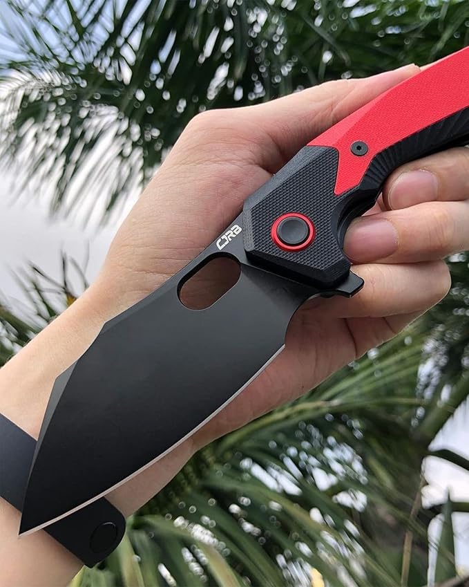 CJRB Folding Pocket Knife Caldera (J1923) AR-RPM9 Powder Steel Red G10 Handle for Men EDC Camping