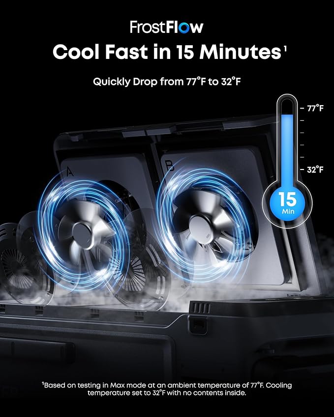 Anker SOLIX EverFrost 2 58L Cooler, 61 qt Car Refrigerator, Electric Cooler with 288Wh Battery
