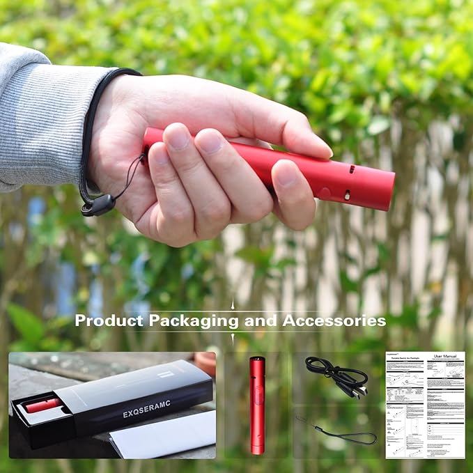 Tactical Flashlight 500 Lumens, LED Flashlight Rechargeable with Lighter & Alarm, 150m Beam