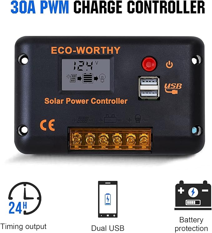ECO-WORTHY 100 Watt 12 Volt Solar Panel Kit for RV Battery Boat Trailer Cabin Garden Shed Home: