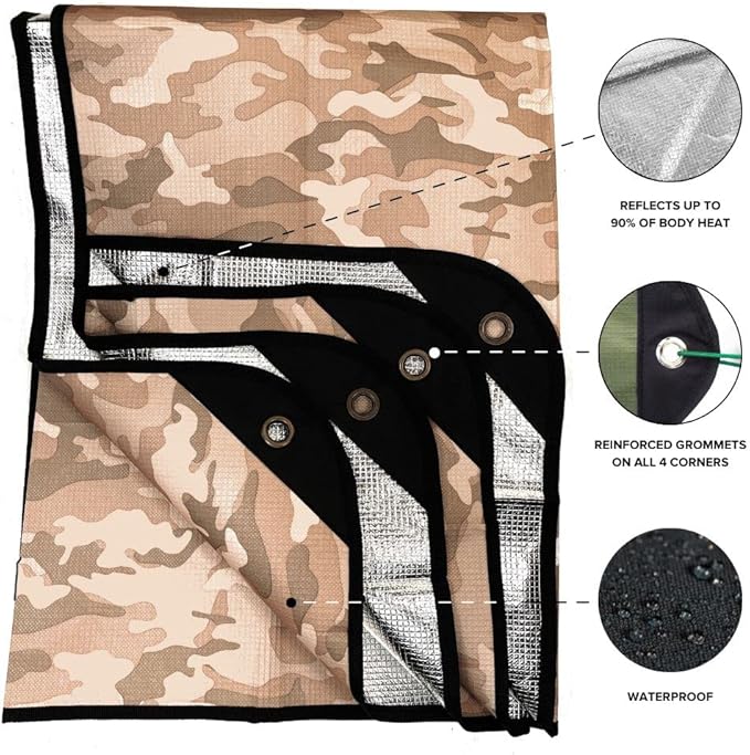 Arcturus Insulated Tarp, Reusable Heavy Duty Thermal Survival Blanket ??60x82in, Reflects 90% Body