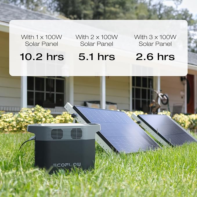 EF ECOFLOW Solar Generators, DELTA 2 Portable Power Station with 2PCS 100W 12V Solar Panels, 1024Wh