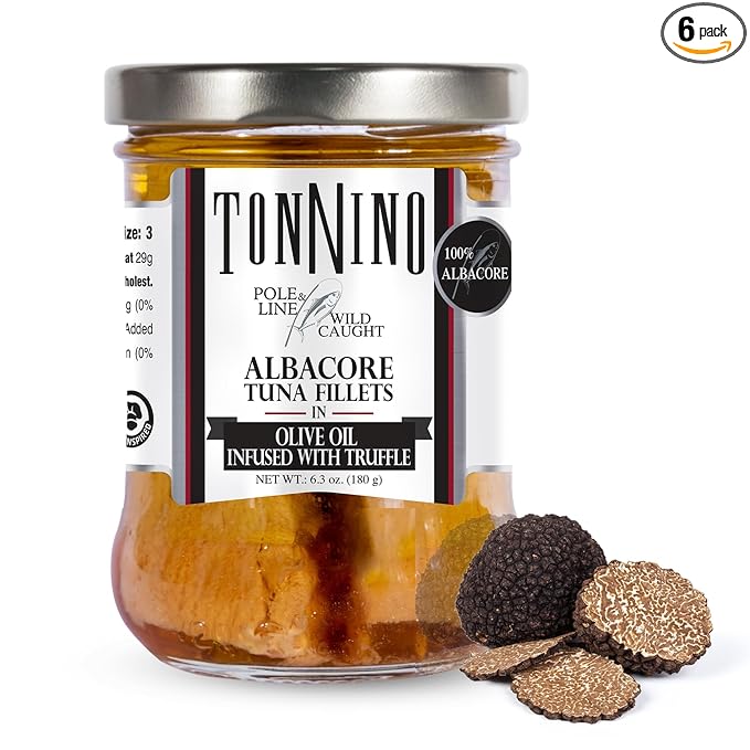 Tonnino Tuna Fish Albacore - Olive Oil in Truffle ??Pack of 6 ??Alternative to Salmon ??Protein