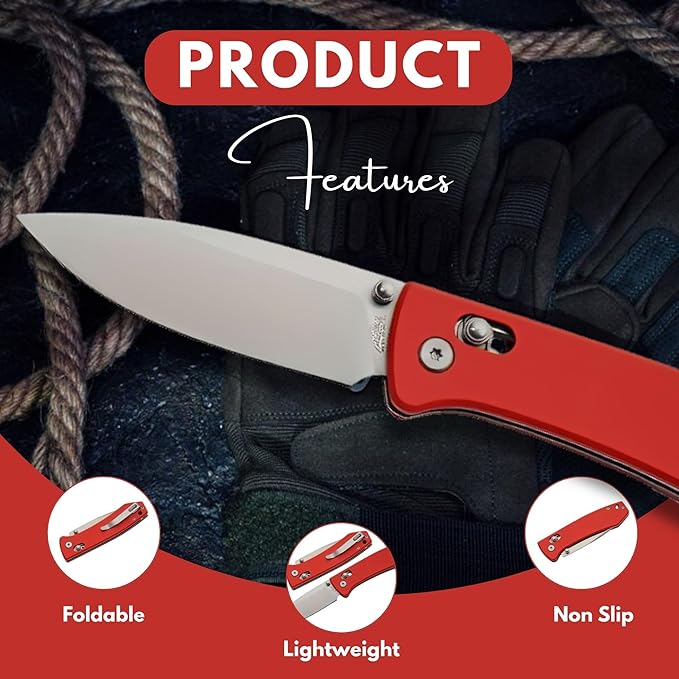 Rite Edge Premium Folding Pocket Knife 4.25" With Stainless Steel Blade, G10 Handle, Belt Clip