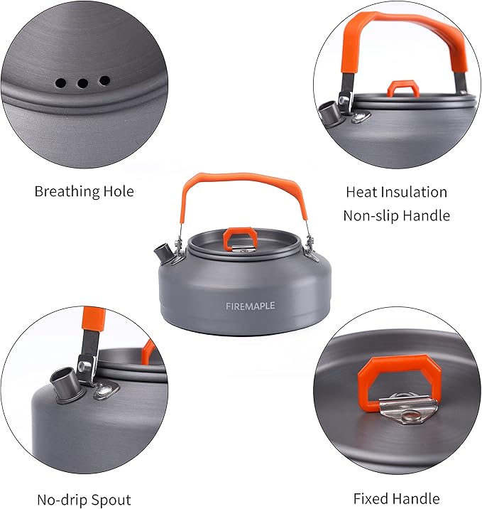 Fire-Maple Feast T3 Camping Kettle | 0.8 Liter Lightweight | Portable Teapot Aluminum for hiking