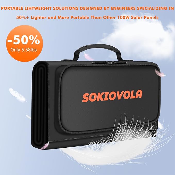 100W Portable Foldable Solar Panel 20V Portable Solar Charger with QC3.0 USB-A & Type-C Output IP68