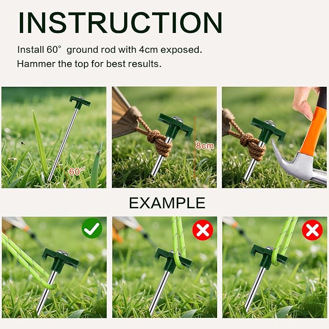 10 Pack Tent Stakes - 9.75 Inch Galvanized Non-Rust Ground Stakes Heavy Duty Canopy Anchors Metal